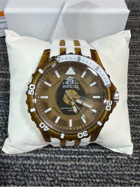 Invicta Subaqua 44mm Men’s Dive Watch with Transparent Brown/White Strap New